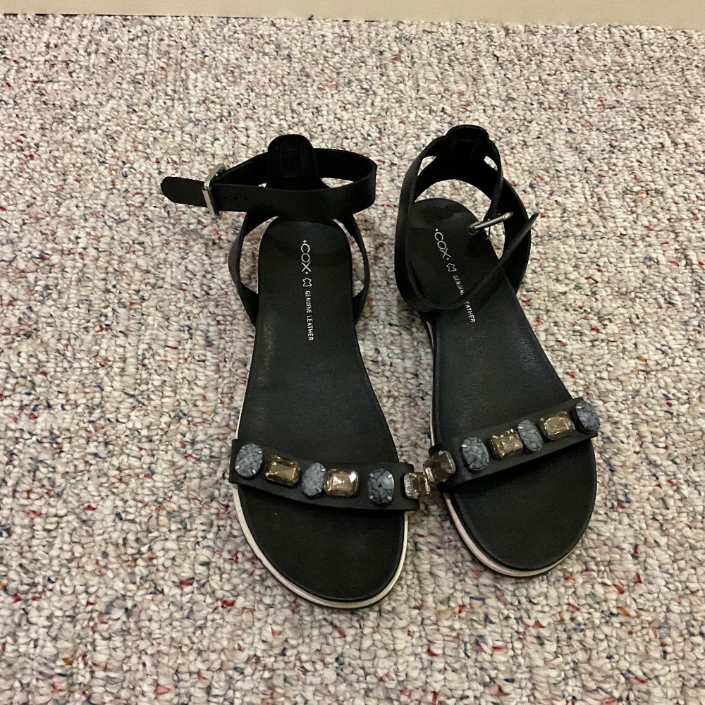 Black Leather Strappy Sandal